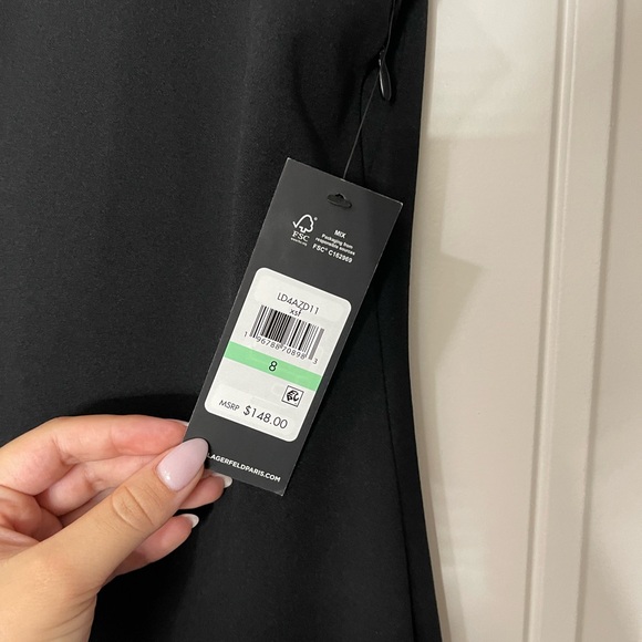 Karl Lagerfield Contrast Trim A-line Dress - Picture 4 of 8